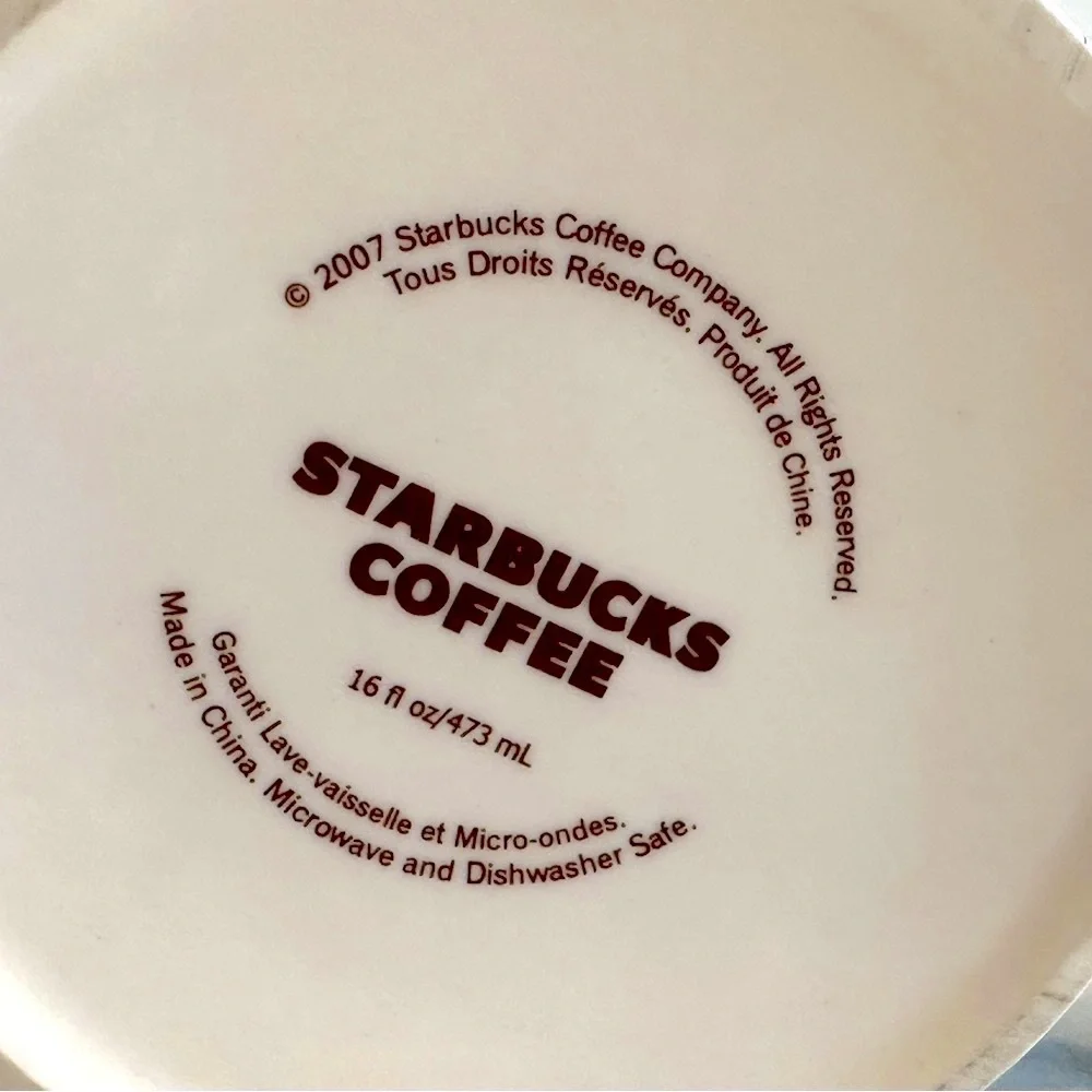 Vintage 2007 Starbucks Blue‎ Coffee Script Large Coffee Mug Set